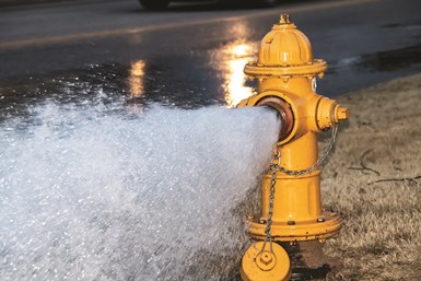 Water releasing from fire hydrant